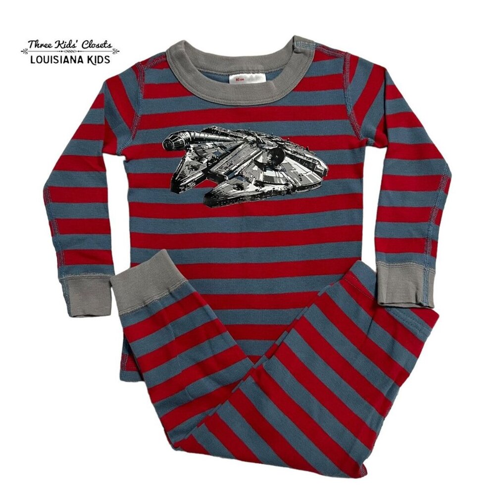 Hanna Andersson Sz 80 (80-24m) Star Wars Millennium Falcon Striped Pajamas